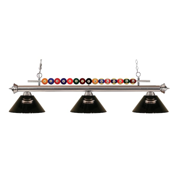 Z-Lite Shark 3 Light Billiard Light, Brushed Nickel & Smoke 170BN-ARS - main